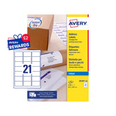 Avery Inkjet Address Label 63.5x38.1mm 21 Per A4 Sheet White (Pack 2100 Labels) J8160-100